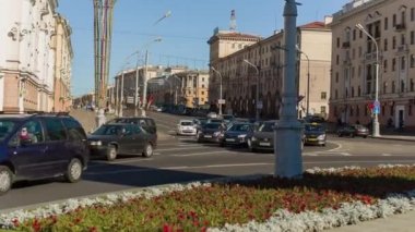 Minsk şehir sabah trafikte