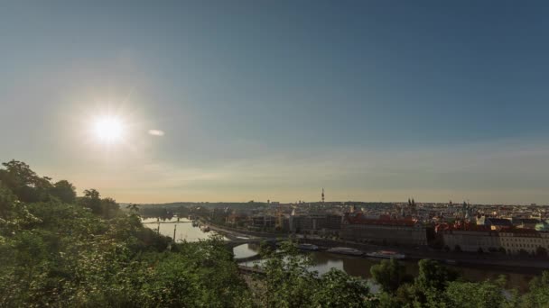 Morning Prague panorama — Stock Video