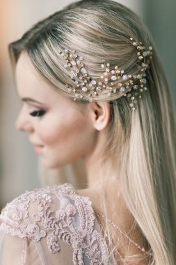 Güzel Gelin Portre düğün makyaj saç modeli, muhteşem youn