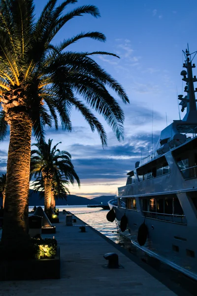 Sailing Boats in Marina at Sunset. Tivat. Montenegro — Stock Photo, Image