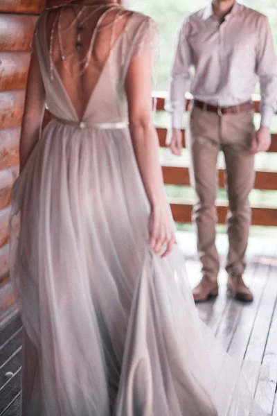 Bride and Groom Meeting. Wedding Day. Dancing and Love — Stock Photo, Image