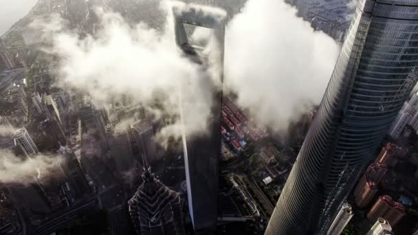 Shanghai cidade no céu sobre Pudong CBD — Vídeo de Stock