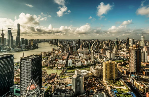 Fotografía Aérea Paisajes Urbanos Shanghai China —  Fotos de Stock