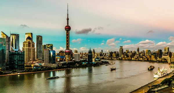 Letecká Fotografie Městské Scenérie Šanghaji Porcelán — Stock fotografie