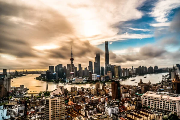 Luchtfotografie Van Het Stedelijk Landschap Shanghai China — Stockfoto