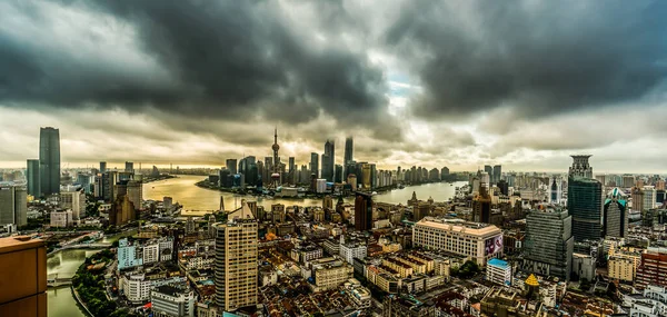 Légi Felvétel Városi Táj Shanghai Kína Jogdíjmentes Stock Képek