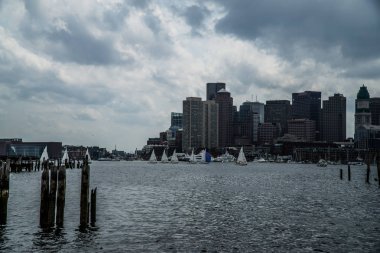 Boston şehir manzarası arka planda, Usa