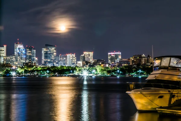 View Boston Moonlit Night Usa — Stock Photo, Image