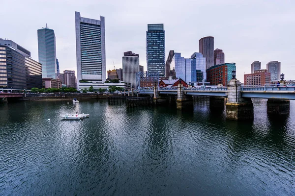 Bostonské Město Podsvícení Usa — Stock fotografie