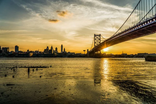 Philadelphia Stadsgezicht Bij Zonsondergang Usa — Stockfoto