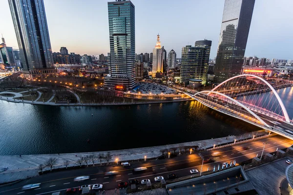 Paesaggio Urbano Tianjin Grande Città Portuale Cina Sfondo Urbano — Foto Stock