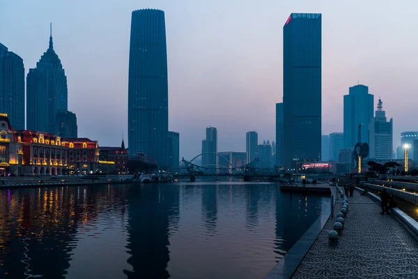 Paesaggio Urbano Tianjin Grande Città Portuale Cina Sfondo Urbano — Foto Stock