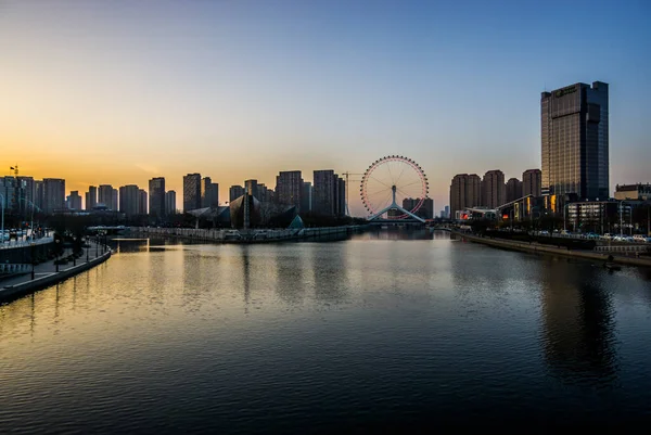 Paisaje Urbano Tianjin Importante Ciudad Portuaria China Fondo Urbano —  Fotos de Stock