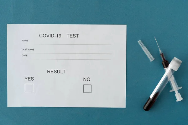 Échantillon Sang Coronavirus Covid Est Échantillon Sang Infecté Dans Échantillon — Photo