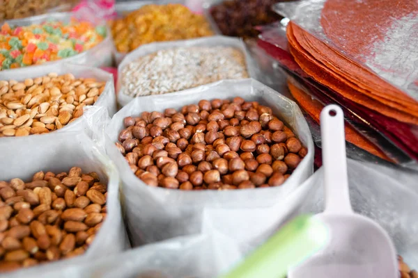 Mercado Espontâneo Caju Nozes Uma Prateleira Para Venda Mercado Alimentos — Fotografia de Stock