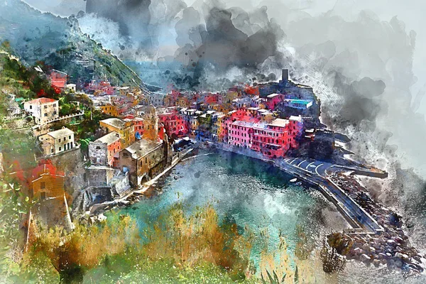 Vernazza. Ψηφιακή τέχνη — Φωτογραφία Αρχείου