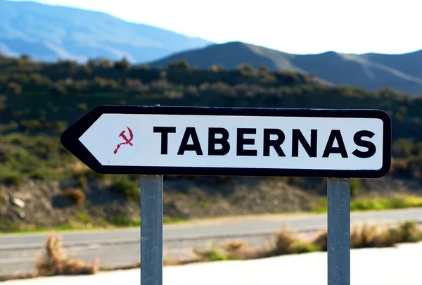 Дорожній знак Tabernas — стокове фото