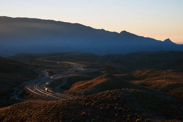 Lever de soleil sur le désert de Tabernas en Espagne — Photo