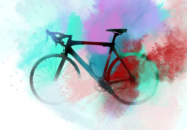 Silhouet van een fiets weg — Stockfoto