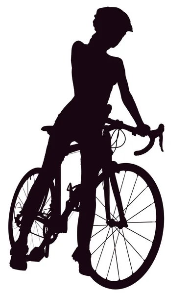 Woman with bicycle — Stock Photo, Image