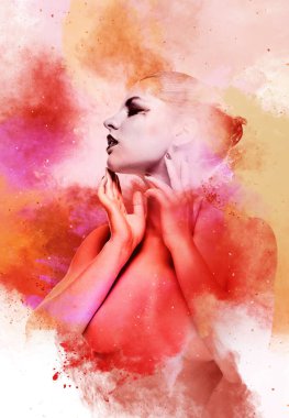 Güzel ve genç birbayan. Dijital sanat