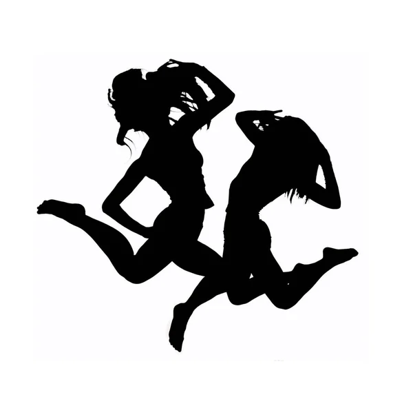 Deux filles athlétiques sautant — Photo