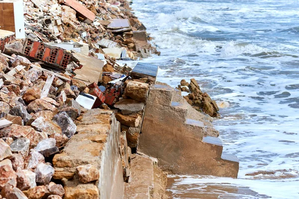 Strand huizen beschadigd. Spanje — Stockfoto