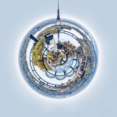  Panorama şehrin Riga, Letonya