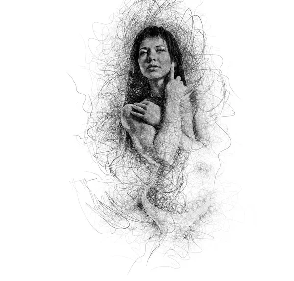 Мускулистая молодая женщина. Цифровое искусство — стоковое фото