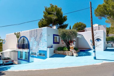 Ibiza modern boyalı evi. Balear Adaları. İspanya