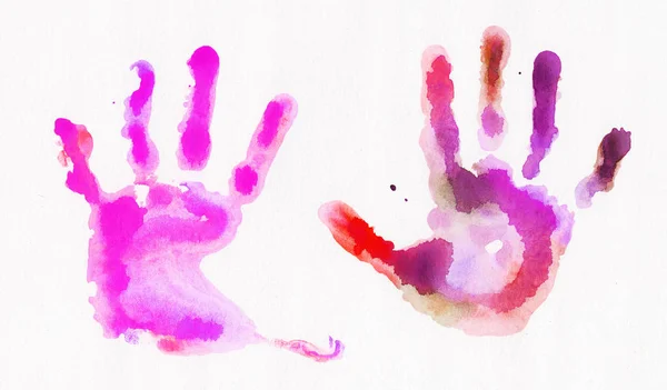 Akvarell handprints felett fehér — Stock Fotó