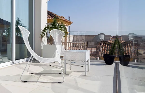 Chairs Table Summer Terrace Spain — Stock Photo, Image