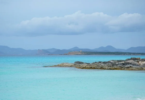 Turkusowe Wody Plaży Illetes Formentera Baleary Hiszpania — Zdjęcie stockowe