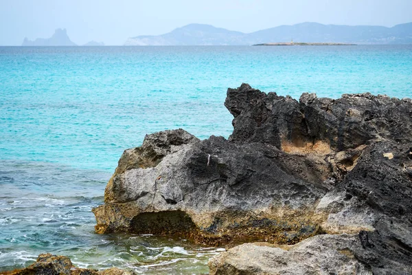 Kamienistej Plaży Illetes Formentera Baleary Hiszpania — Zdjęcie stockowe