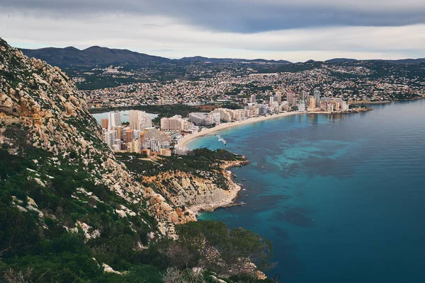 Aerial photo to salt lake and Mediterranean Seascape of Calpe — Stock Photo, Image