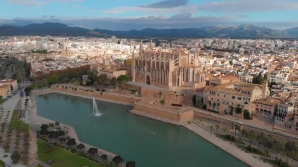 Повітряна Безпілотна Точка Огляду Palma Mallorca Cityscape Головна Пам Ятка — стокове відео