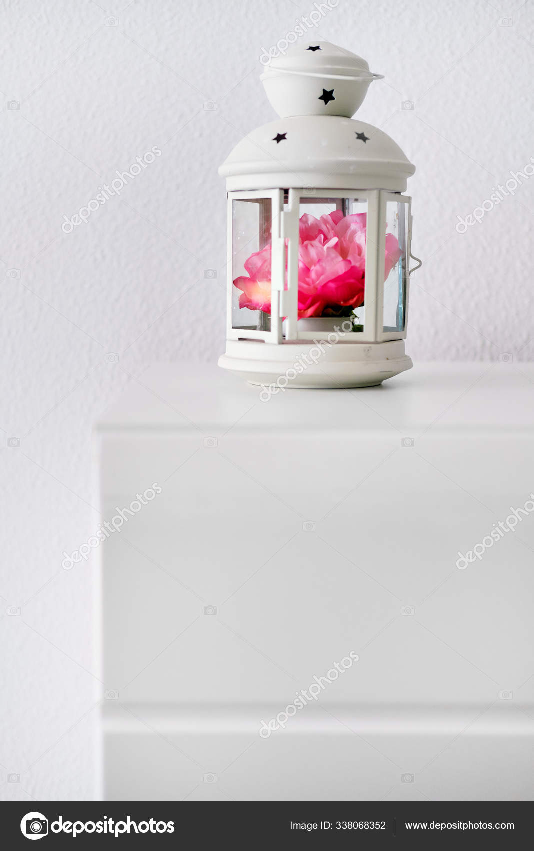 Pretty Pink Colour Peonies Flowers In White Vase Inside Of Light Warm  Living Room, Selective Close Up Focus On Bouquet, No People. Concept Of  Modern Cozy Residential Flat Interior Detail Decoration Stock