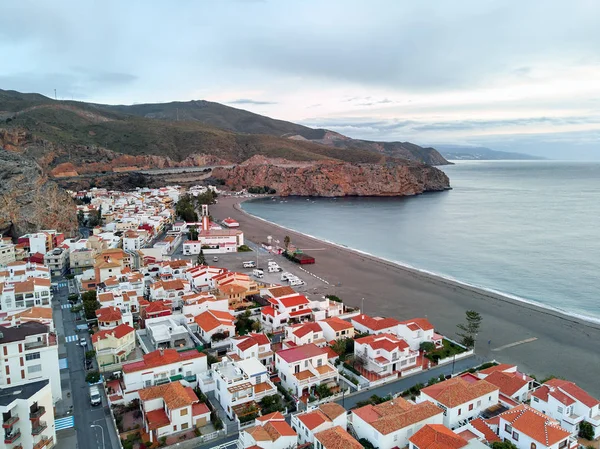 Aereo drone punto di foto Calahonda piccola città in Andalusia — Foto Stock