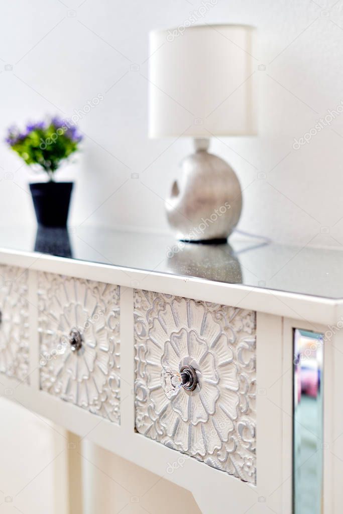 Living room detail design stylish luxury furniture floral ornate
