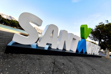 Huge white letters welcome sign to Santa Cruz de Tenerife resort city
