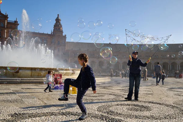 Sevilla Spain December 2019 Year Old Little Girl Running Playing — 스톡 사진