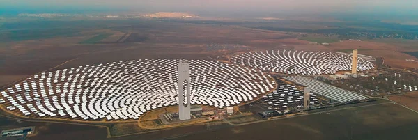 Aerial Horizontal Image Gemasolar Concentrated Solar Power Plant Csp Circle Stock Image