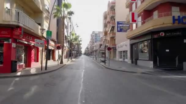 Torrevieja Espagne Mars 2020 Route Urbaine Vide Pas Véhicules Terrestres — Video