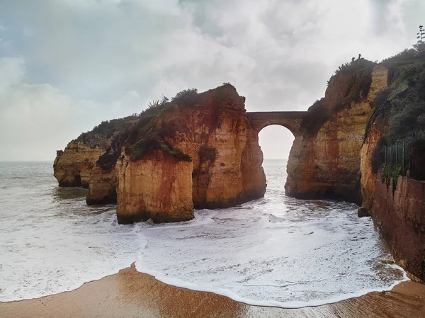 Obklopen Útesy Malebné Praia Dos Estudantes Nebo Písečné Pláže Studentů — Stock fotografie