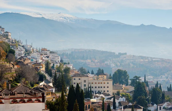 Picturesque Idyllic Scenery Landscape View Granada Resort Town Roof Tops — Stock Photo, Image