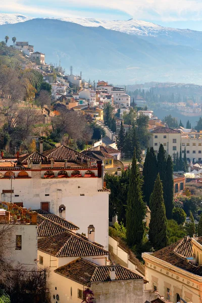 Resimli Huzurlu Manzara Manzarası Granada Tatil Köyünün Çatısı Meskun Evlerin — Stok fotoğraf