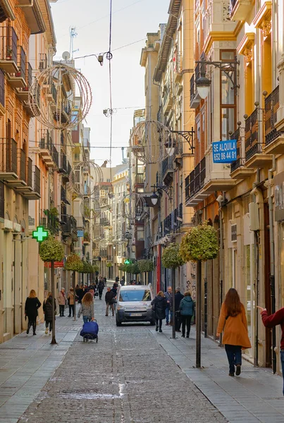 Granada Spain December 2019 Lot Tourists Walk Stroll Decorated Charming — Stock Photo, Image