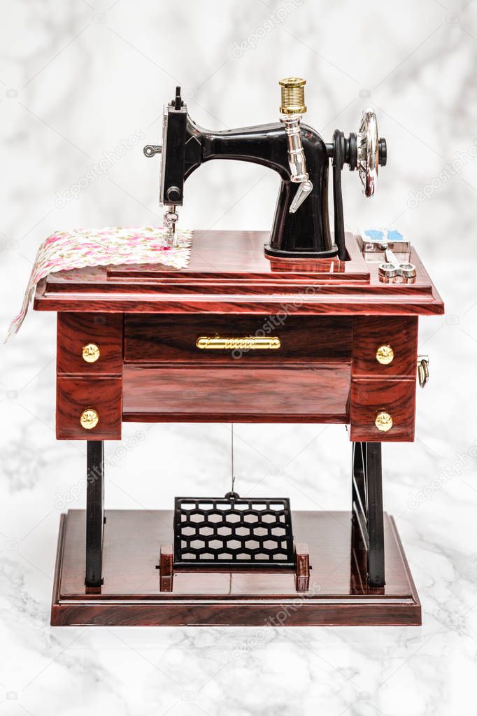 Music Box with a Shape of Vintage Sewing Machine