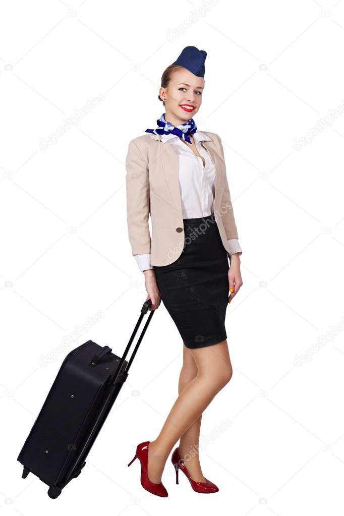 Stewardess with a bag