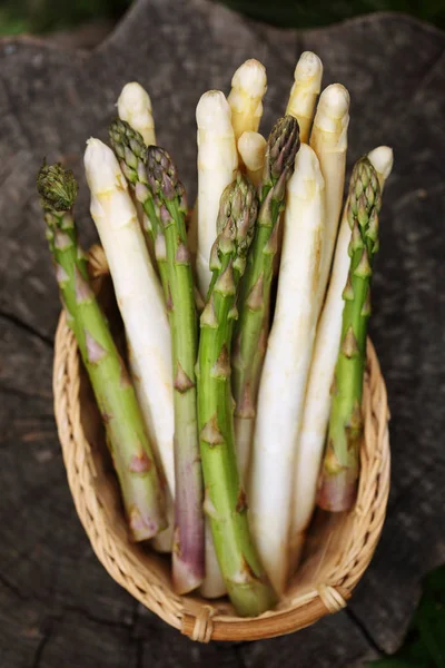 White and green asparagus — Stock Photo, Image